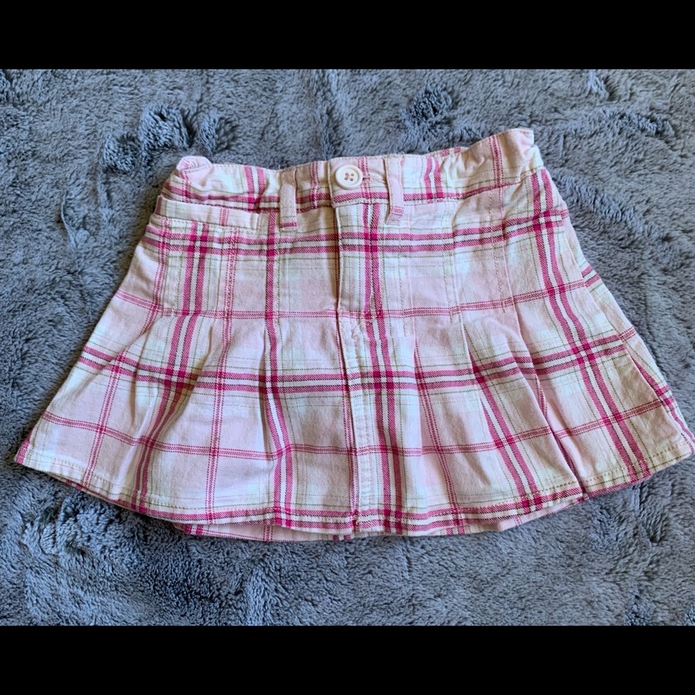 Flannel pattern pink skirt with built-in shorts
